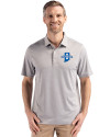 Indiana State Sycamores Cutter & Buck Forge Epic Confidence Fine Line Stripe Stretch Recycled Mens Polo Polished/White Front Thumbnail Image