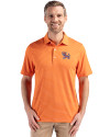Clemson Tigers College Vault Cutter & Buck Forge Epic Confidence Fine Line Stripe Stretch Recycled Mens Polo College Orange/White Front Thumbnail Image