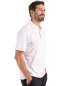 UCF Knights Citronaut Cutter & Buck Forge Epic Confidence Fine Line Stripe Stretch Recycled Mens Polo White/Polished Side Thumbnail Image