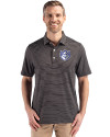 View image 1: Saint Louis Billikens Cutter & Buck Forge Recycled Fine Line Stripe Four-Way Stretch Mens Polo Black/White Front