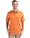Clemson Tigers Cutter & Buck Forge Epic Confidence Fine Line Stripe Stretch Recycled Mens Polo College Orange/White Front Thumbnail Image