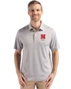 Nebraska Cornhuskers Alumni Cutter & Buck Forge Epic Confidence Fine Line Stripe Stretch Recycled Mens Polo Polished/White Front Thumbnail Image
