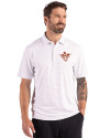Texas Longhorns College Vault Cutter & Buck Forge Epic Confidence Fine Line Stripe Stretch Recycled Mens Polo White/Polished Front Thumbnail Image