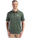 View image 4: The Ivy League Cutter & Buck Forge Epic Confidence Fine Line Stripe Stretch Recycled Mens Polo Hunter/White Front