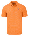 Virginia Tech Hokies College Vault Cutter & Buck Forge Epic Confidence Fine Line Stripe Stretch Recycled Mens Polo College Orange/White Mannequin Thumbnail Image