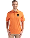 Virginia Hoos College Vault Cutter & Buck Forge Epic Confidence Fine Line Stripe Stretch Recycled Mens Polo College Orange/White Front Thumbnail Image