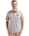 Cal Poly Mustangs Cutter & Buck Forge Epic Confidence Fine Line Stripe Stretch Recycled Mens Polo Polished/White Front Thumbnail Image