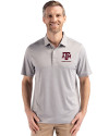 Texas A&M Aggies Alumni Cutter & Buck Forge Epic Confidence Fine Line Stripe Stretch Recycled Mens Polo Polished/White Front Thumbnail Image