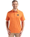Auburn Tigers Cutter & Buck Forge Epic Confidence Fine Line Stripe Stretch Recycled Mens Polo College Orange/White Front Thumbnail Image