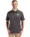 North Dakota Cutter & Buck Forge Epic Confidence Fine Line Stripe Stretch Recycled Mens Polo Black/White Front Thumbnail Image