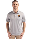 Illinois Fighting Illini College Vault Cutter & Buck Forge Epic Confidence Fine Line Stripe Stretch Recycled Mens Polo Polished/White Front Thumbnail Image