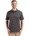 Charlotte Knights Cutter & Buck Forge Epic Confidence Fine Line Stripe Stretch Recycled Mens Polo Black/White Front Thumbnail Image