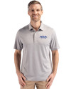 Montana State Bobcats College Vault Cutter & Buck Forge Epic Confidence Fine Line Stripe Stretch Recycled Mens Polo Polished/White Front Thumbnail Image