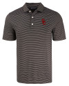 USC Trojans Cutter & Buck Forge Epic Confidence Fine Line Stripe Stretch Recycled Mens Polo Black/White Mannequin Thumbnail Image