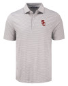 USC Trojans Cutter & Buck Forge Epic Confidence Fine Line Stripe Stretch Recycled Mens Polo Polished/White Mannequin Thumbnail Image