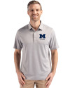 View image 4: Michigan Wolverines Alumni Cutter & Buck Forge Recycled Fine Line Stripe Four-Way Stretch Mens Polo Polished/White Front