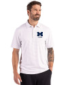Michigan Wolverines Alumni Cutter & Buck Forge Epic Confidence Fine Line Stripe Stretch Recycled Mens Polo White/Polished Front Thumbnail Image