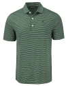 View image 3: South Florida Bulls Swinging Rocky Cutter & Buck Forge Recycled Fine Line Stripe Four-Way Stretch Mens Polo Hunter/White Mannequin