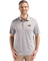 Montana State Bobcats Cutter & Buck Forge Epic Confidence Fine Line Stripe Stretch Recycled Mens Polo Polished/White Front Thumbnail Image