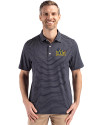 Drexel Dragons Cutter & Buck Forge Epic Confidence Fine Line Stripe Stretch Recycled Mens Polo Navy Blue/White Front Thumbnail Image