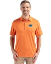 Florida Gators Alumni Cutter & Buck Forge Epic Confidence Fine Line Stripe Stretch Recycled Mens Polo College Orange/White Front Thumbnail Image