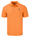 Oklahoma State Cowboys Wrestling Pete Cutter & Buck Forge Epic Confidence Fine Line Stripe Stretch Recycled Mens Polo College Orange/White Mannequin Thumbnail Image