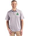 Marshall Thundering Herd College Vault Cutter & Buck Pike Eco Shadow Check Print Recycled Mens Big & Tall Polo Polished Medium Gray Front Thumbnail Image