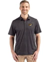 Missouri Tigers Cutter & Buck Pike Eco Shadow Check Print Recycled Mens Big & Tall Polo Black Front Thumbnail Image