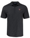 Louisville Cardinals College Vault Cutter & Buck Pike Eco Shadow Check Print Recycled Mens Big & Tall Polo Black Mannequin Thumbnail Image