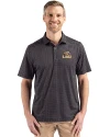 LSU Tigers Cutter & Buck Pike Eco Shadow Check Print Recycled Mens Big & Tall Polo Black Front Thumbnail Image