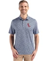 View image 4: Ole Miss Rebels Cutter & Buck Pike Recycled Flora Print Mens Big & Tall Polo Navy Blue Front