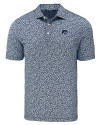 New Hampshire Wildcats College Vault Cutter & Buck Pike Eco Flora Print Recycled Mens Big & Tall Polo Navy Blue Mannequin Thumbnail Image