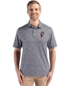 Ohio State Brutus Vintage Cutter & Buck Pike Eco Flora Print Recycled Mens Big & Tall Polo Black Front Thumbnail Image