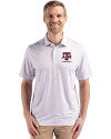 Texas A&M Aggies Alumni Cutter & Buck Pike Eco Flora Print Recycled Mens Big & Tall Polo Polished Medium Gray Front Thumbnail Image
