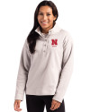 Nebraska Cornhuskers Alumni Cutter & Buck Hunts Point Eco Textured Fleece Recycled Womens Snap Pullover Polished Medium Gray Front Thumbnail Image