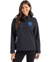 Kentucky Wildcats Cutter & Buck Hunts Point Eco Textured Fleece Recycled Womens Snap Pullover Black Front Thumbnail Image
