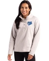 Pitt Panthers College Vault Cutter & Buck Hunts Point Eco Textured Fleece Recycled Womens Snap Pullover Polished Medium Gray Front Thumbnail Image