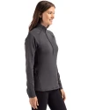 SMU Mustangs Cutter & Buck Peshastin Fleece Recycled Womens Half Zip Pullover Black Heather Side Thumbnail Image