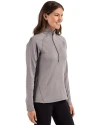 SMU Mustangs Cutter & Buck Peshastin Fleece Recycled Womens Half Zip Pullover Elemental Grey Heather Side Thumbnail Image
