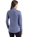 SMU Mustangs Cutter & Buck Peshastin Fleece Recycled Womens Half Zip Pullover Tour Blue Heather Back Thumbnail Image