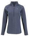 View image 7: Penn State Nittany Lions Alumni Cutter & Buck Peshastin Recycled Grid Fleece Womens Half Zip Pullover Navy Blue Heather Mannequin