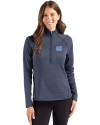 North Carolina Tar Heels Cutter & Buck Peshastin Fleece Recycled Womens Half Zip Pullover Navy Blue Heather Front Thumbnail Image