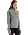 Charlotte 49ers Cutter & Buck Peshastin Fleece Recycled Womens Half Zip Pullover Hunter Heather Side Thumbnail Image