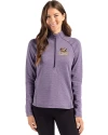 LSU Tigers Cutter & Buck Peshastin Fleece Recycled Womens Half Zip Pullover College Purple Heather Front Thumbnail Image