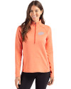 View image 4: Oklahoma State Cowboys Cutter & Buck Peshastin Recycled Grid Fleece Womens Half Zip Pullover College Orange Heather Front