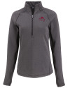 View image 3: FSU Bobby Bowden Cutter & Buck Peshastin Recycled Grid Fleece Womens Half Zip Pullover Black Heather Mannequin