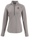 View image 7: Louisville Cardinals College Vault Cutter & Buck Peshastin Recycled Grid Fleece Womens Half Zip Pullover Elemental Grey Heather Mannequin