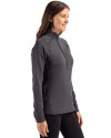 Ohio State Buckeyes Alumni Cutter & Buck Peshastin Fleece Recycled Womens Half Zip Pullover Black Heather Side Thumbnail Image