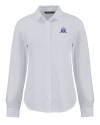 View image 6: Northwestern Wildcats College Vault Cutter & Buck Advantage Recycled Cotton-Blend Pique Womens Long Sleeve Button Down Shirt White Mannequin