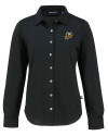 View image 3: Baldwin Wallace Yellow Jackets Cutter & Buck Advantage Recycled Cotton-Blend Pique Womens Long Sleeve Button Down Shirt Black Mannequin